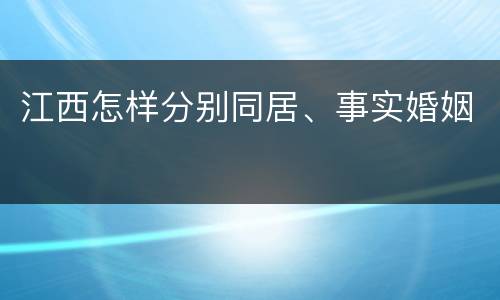 江西怎样分别同居、事实婚姻