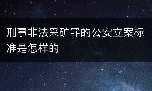 刑事非法采矿罪的公安立案标准是怎样的