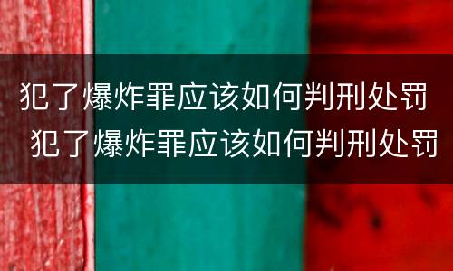 犯了爆炸罪应该如何判刑处罚 犯了爆炸罪应该如何判刑处罚案例