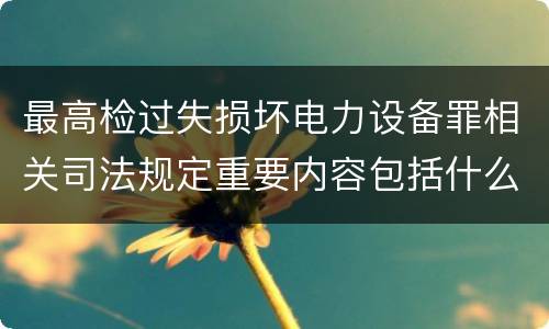 最高检过失损坏电力设备罪相关司法规定重要内容包括什么