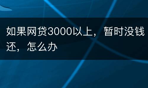 如果网贷3000以上，暂时没钱还，怎么办