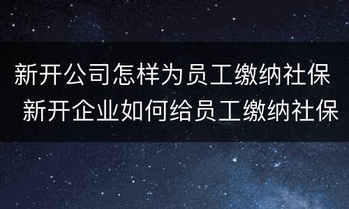 新开公司怎样为员工缴纳社保 新开企业如何给员工缴纳社保