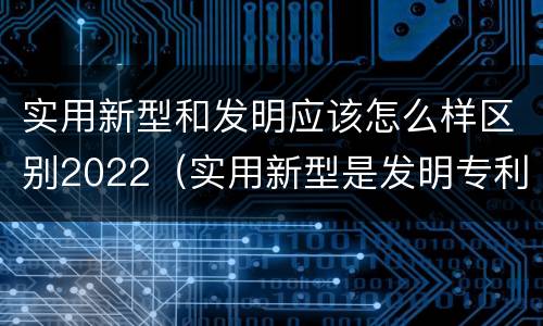 实用新型和发明应该怎么样区别2022（实用新型是发明专利吗）