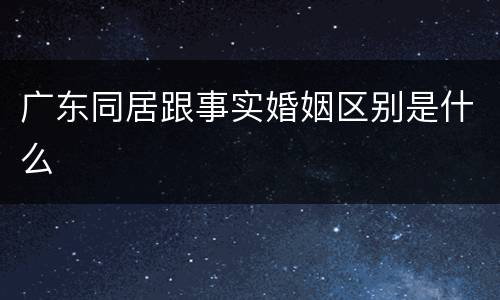 广东同居跟事实婚姻区别是什么