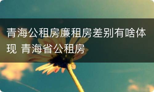 青海公租房廉租房差别有啥体现 青海省公租房