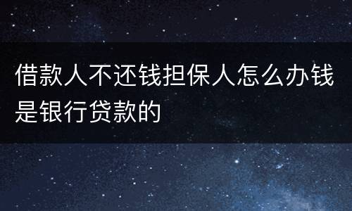 借款人不还钱担保人怎么办钱是银行贷款的