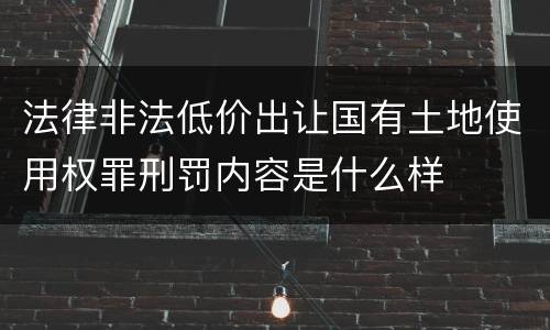 法律非法低价出让国有土地使用权罪刑罚内容是什么样