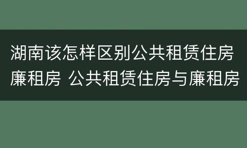 湖南该怎样区别公共租赁住房廉租房 公共租赁住房与廉租房的区别