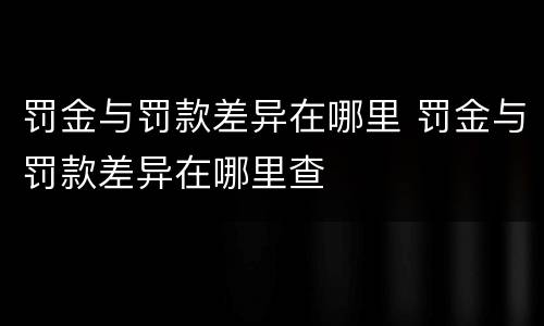 罚金与罚款差异在哪里 罚金与罚款差异在哪里查