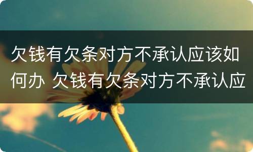 欠钱有欠条对方不承认应该如何办 欠钱有欠条对方不承认应该如何办理