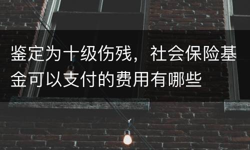 鉴定为十级伤残，社会保险基金可以支付的费用有哪些