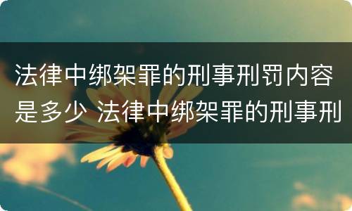 法律中绑架罪的刑事刑罚内容是多少 法律中绑架罪的刑事刑罚内容是多少条规定