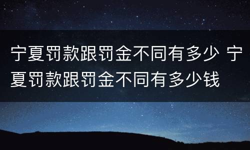 宁夏罚款跟罚金不同有多少 宁夏罚款跟罚金不同有多少钱