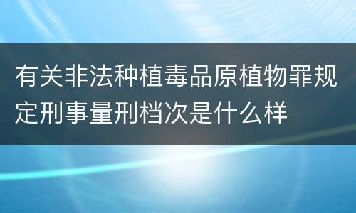 有关非法种植毒品原植物罪规定刑事量刑档次是什么样