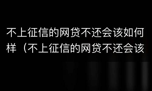 不上征信的网贷不还会该如何样（不上征信的网贷不还会该如何样呢）