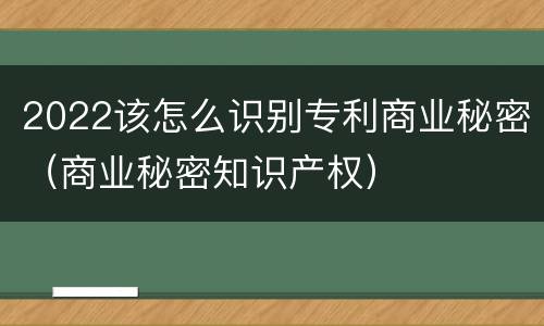 2022该怎么识别专利商业秘密（商业秘密知识产权）