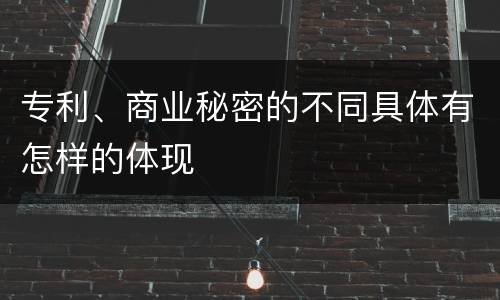 专利、商业秘密的不同具体有怎样的体现