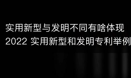 实用新型与发明不同有啥体现2022 实用新型和发明专利举例