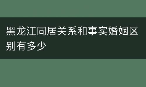 黑龙江同居关系和事实婚姻区别有多少