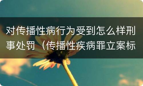 对传播性病行为受到怎么样刑事处罚（传播性疾病罪立案标准）