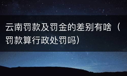 云南罚款及罚金的差别有啥（罚款算行政处罚吗）