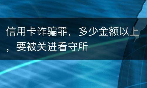 信用卡诈骗罪，多少金额以上，要被关进看守所