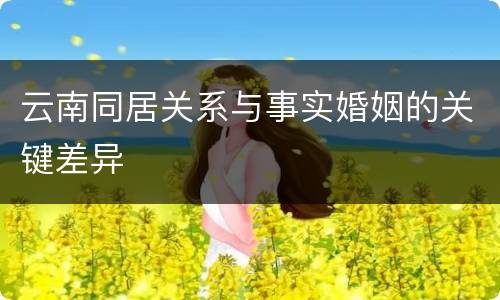 云南同居关系与事实婚姻的关键差异