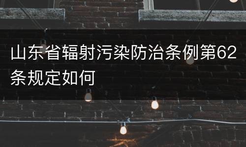 山东省辐射污染防治条例第62条规定如何