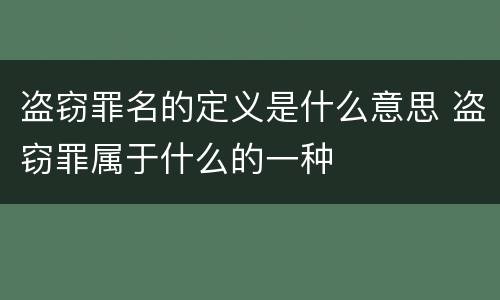 盗窃罪名的定义是什么意思 盗窃罪属于什么的一种