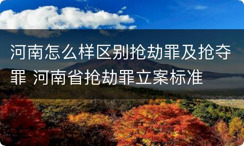 河南怎么样区别抢劫罪及抢夺罪 河南省抢劫罪立案标准