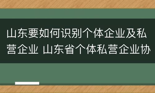 山东要如何识别个体企业及私营企业 山东省个体私营企业协会