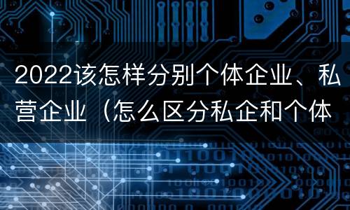 2022该怎样分别个体企业、私营企业（怎么区分私企和个体）