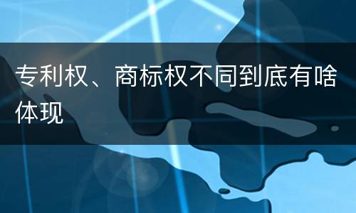 专利权、商标权不同到底有啥体现