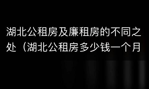 湖北公租房及廉租房的不同之处（湖北公租房多少钱一个月）