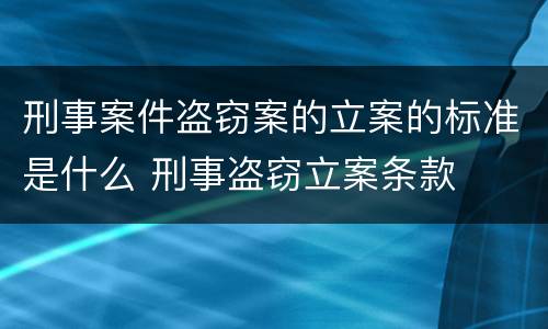 刑事案件盗窃案的立案的标准是什么 刑事盗窃立案条款