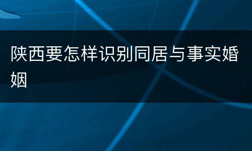 陕西要怎样识别同居与事实婚姻