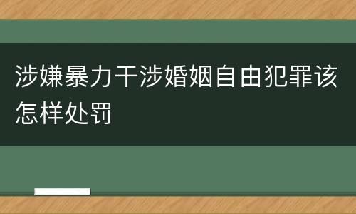 涉嫌暴力干涉婚姻自由犯罪该怎样处罚