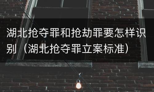 湖北抢夺罪和抢劫罪要怎样识别（湖北抢夺罪立案标准）