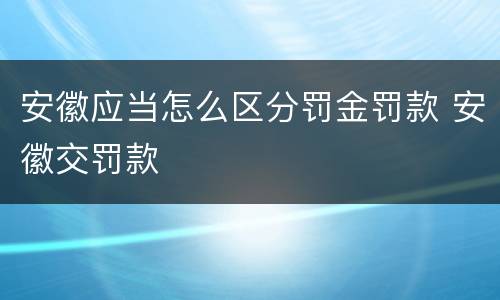 安徽应当怎么区分罚金罚款 安徽交罚款