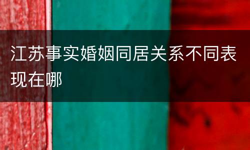 江苏事实婚姻同居关系不同表现在哪