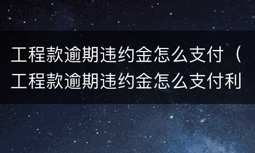 工程款逾期违约金怎么支付（工程款逾期违约金怎么支付利息）