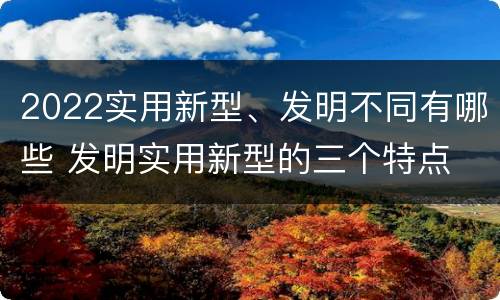 2022实用新型、发明不同有哪些 发明实用新型的三个特点