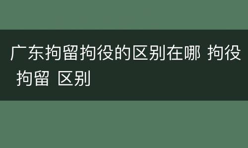 广东拘留拘役的区别在哪 拘役 拘留 区别