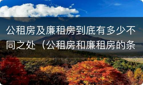 公租房及廉租房到底有多少不同之处（公租房和廉租房的条件）