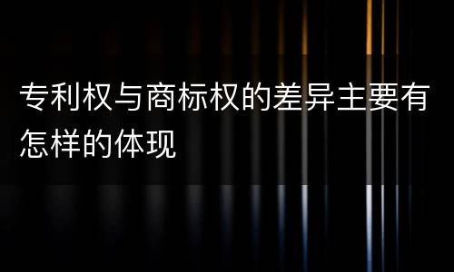 专利权与商标权的差异主要有怎样的体现