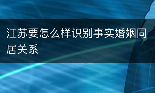 江苏要怎么样识别事实婚姻同居关系