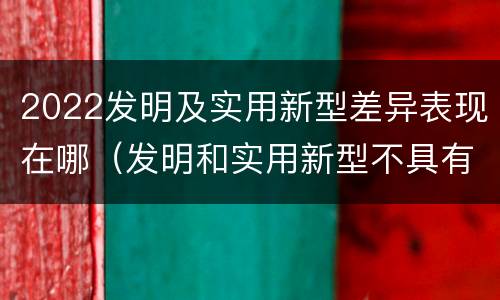 2022发明及实用新型差异表现在哪（发明和实用新型不具有什么特性）