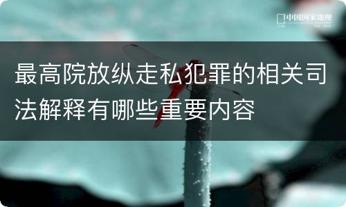 最高院放纵走私犯罪的相关司法解释有哪些重要内容