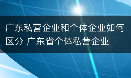 广东私营企业和个体企业如何区分 广东省个体私营企业