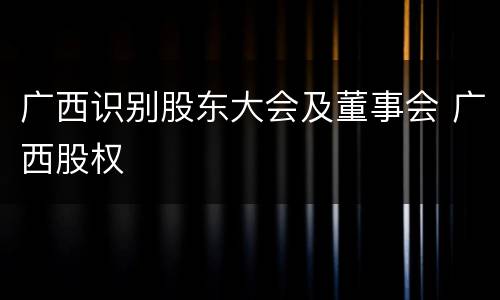 广西识别股东大会及董事会 广西股权